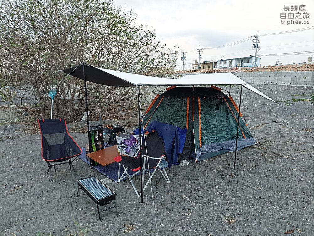 [露營] 汕尾觀光堤防 海灘野營 清澈海水 - 長頸鹿的自由之旅｜旅遊紀錄 心得推薦 露營/浮潛/登山